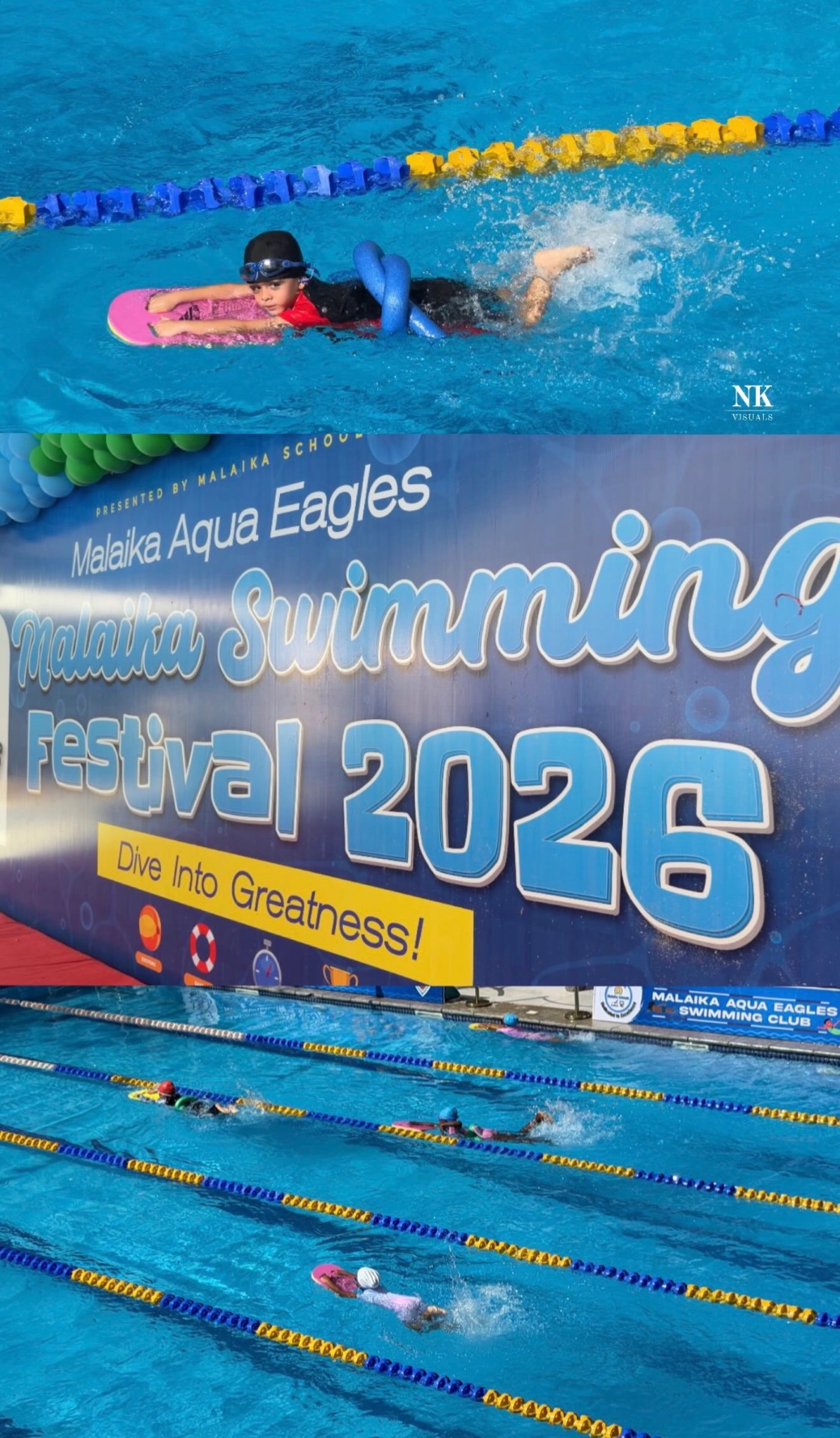 Children swimming at a school swimming festival